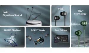 boAt Rockerz 110 Neckband – 40 H playback, ENx mic, IPX5 water resistance, Beast Mode, long battery Bluetooth neckband 2025