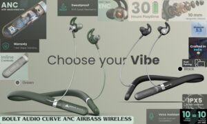 Boult Audio Curve ANC Wireless Bluetooth Neckband with 25dB Active Noise Cancellation, 30H Playtime, ENC Mic, 60ms Low Latency Mode, Dual Pairing, Type-C Fast Charging