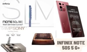 Infinix Note 50s 5G+ smartphone, MediaTek Dimensity 7300 Ultimate processor, and 64MP dual cameras—top budget phone in India 2025